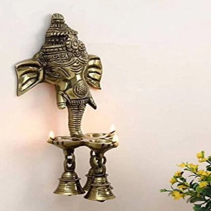 Puja N Pujari Ganesh Wall Hanging Three Diya Oil Lamp Mytrendzcart