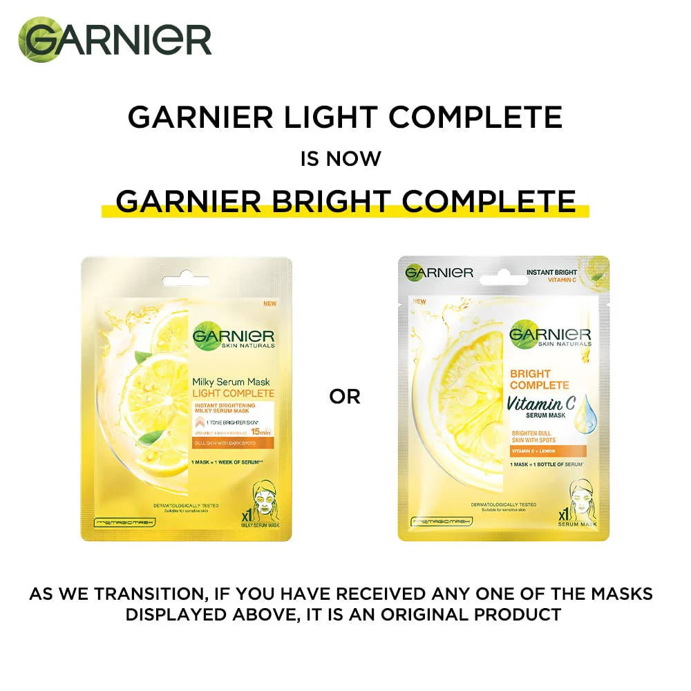 Garnier Bright Complete Vitamin C Serum Sheet Mask -28 gm Mytrendzcart