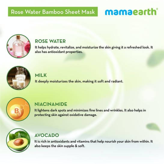 Mamaearth Rose Water Bamboo Sheet Mask with Rose Water & Milk -25 gm Mytrendzcart