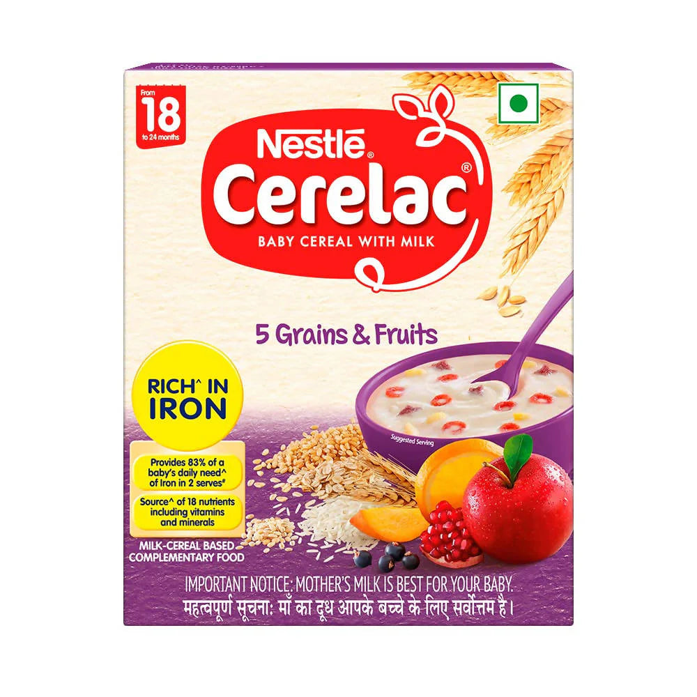 Nestle Cerelac Baby Cereal with Milk, 5 Grains & Fruits ? From 18 to 24 Months -300 gm Mytrendzcart