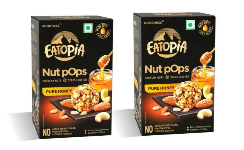 Eatopia Nut Pops Crunchy Nuts & Seeds Cluster - Pure Honey -100 gm - Pack of 2 Mytrendzcart