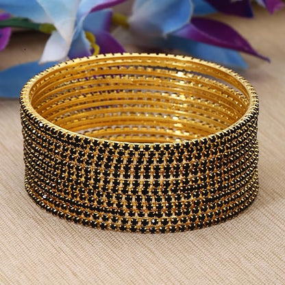 Shining Diva Fashion Set of 12 Latest Traditional Design Gold Plated Stone Bangle for Women Mytrendzcart