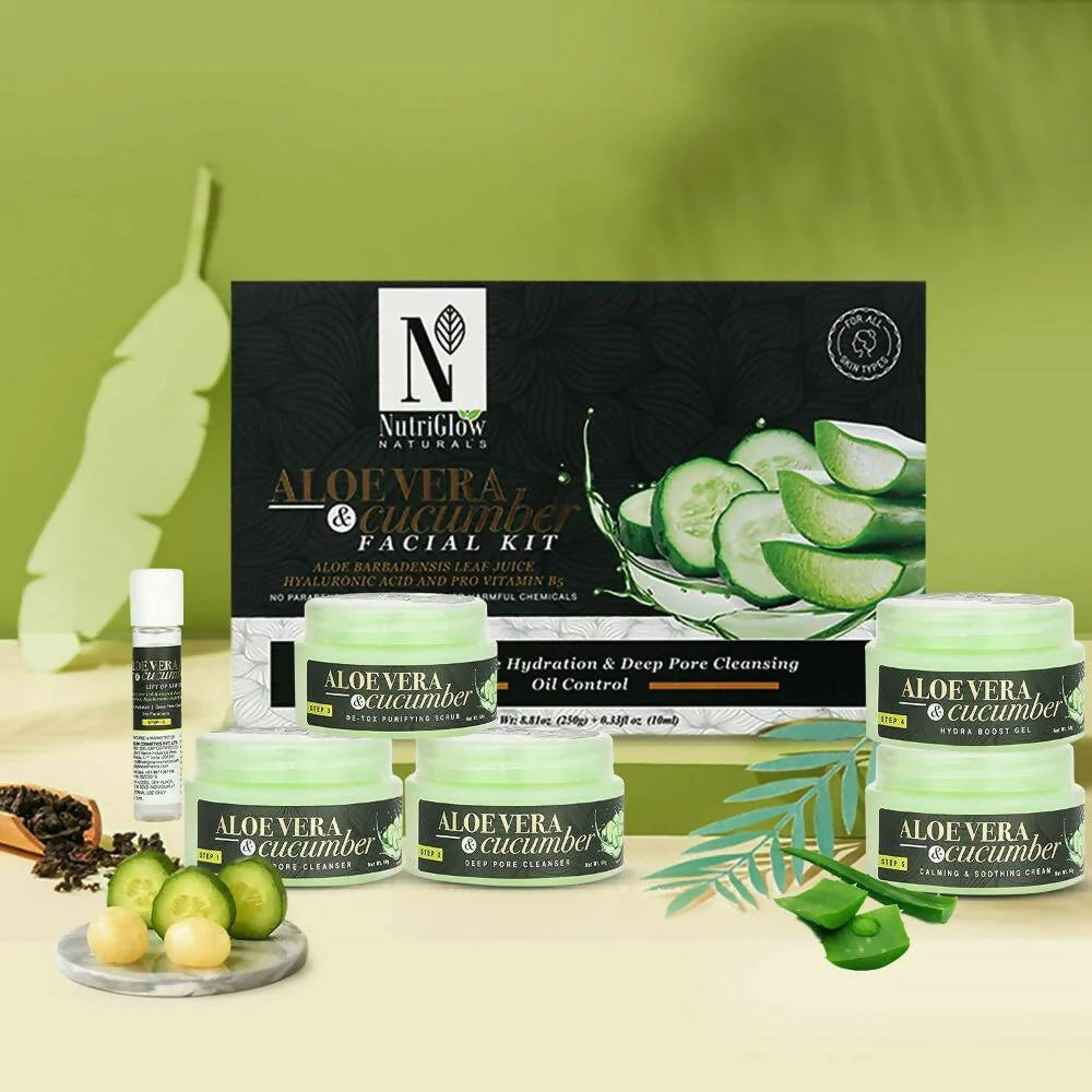 NutriGlow NATURAL'S Aloe Vera Cucumber Facial Kit -Kit Mytrendzcart