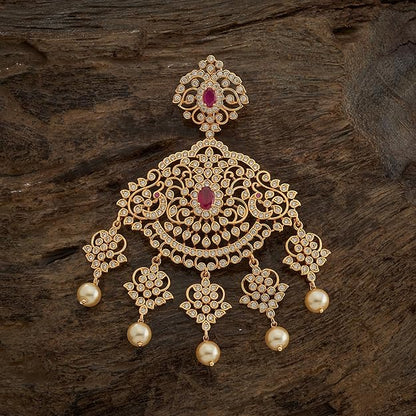 Fashion Jewellery Ruby Gold Plated Ethnic Zircon Pendant Set - 411804 Mytrendzcart