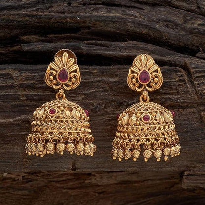 Kushal's Fashion Jewellery Ruby Gold Plated Ethnic Antique Earring - 412845 Mytrendzcart