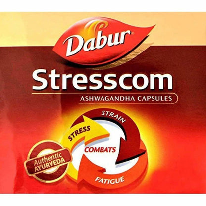 Dabur Stresscom Ashwagandha 12 Strips X 10 Capsules -Pack of 1 Mytrendzcart