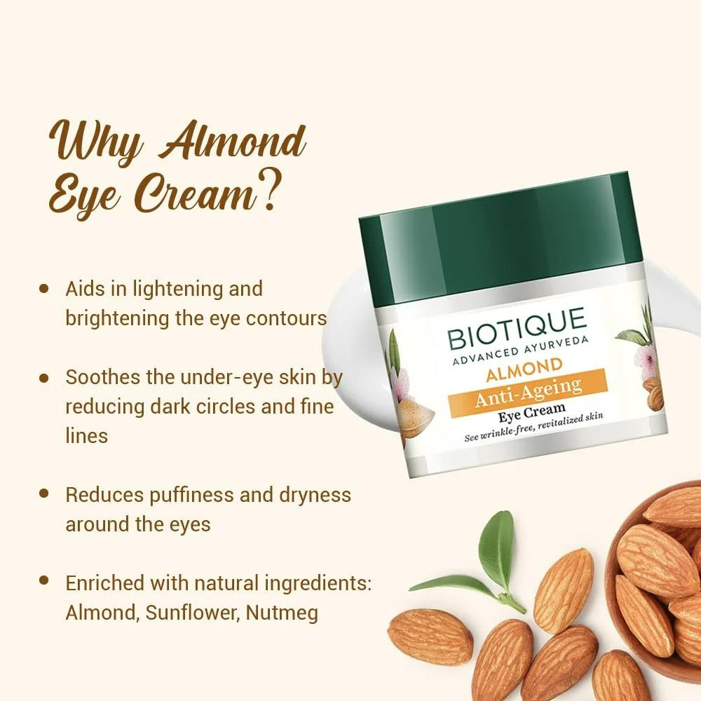 Biotique Bio Almond Soothing And Nourishing Eye Cream Mytrendzcart