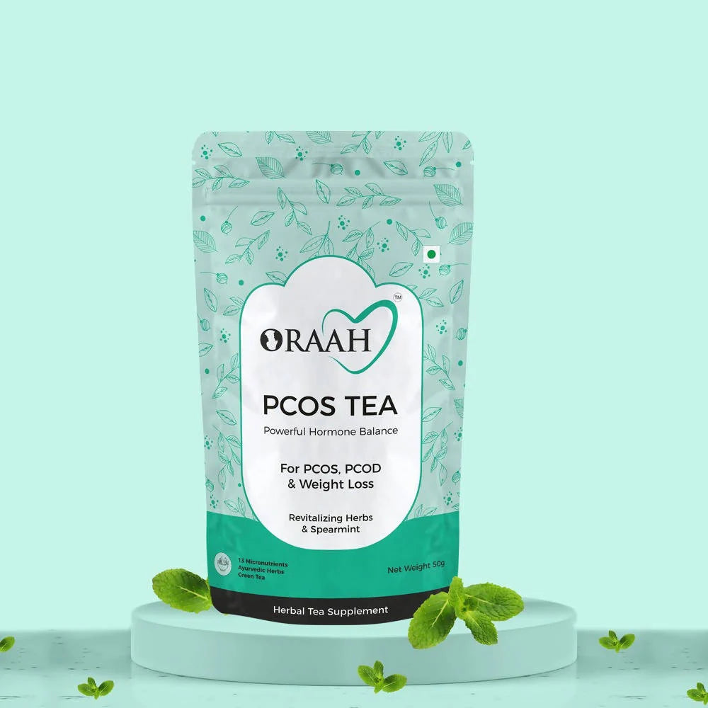 Oraah PCOS PCOD Herbal Tea - Spearmint Flavour -50 gm - Pouch Mytrendzcart