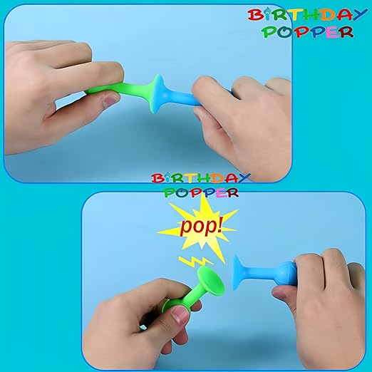 Birthday Popper Pop Suction Fidget Toys Set | DIY Building Blocks, Creativity, Mind Relax | Rich Colors Strong Suction Many Shapes | Bathtub Toy for Children Mytrendzcart