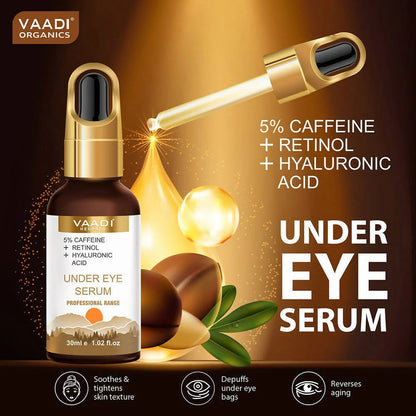 Vaadi Herbals Under Eye Serum With 5% Caffeine & Retinol & Hyaluronic Acid, Reduce Dark Circles, Reverse Aging -30 ml Mytrendzcart