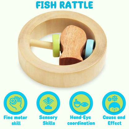 Matoyi Wooden Baby Rattle Cum Teether -40 gm Mytrendzcart