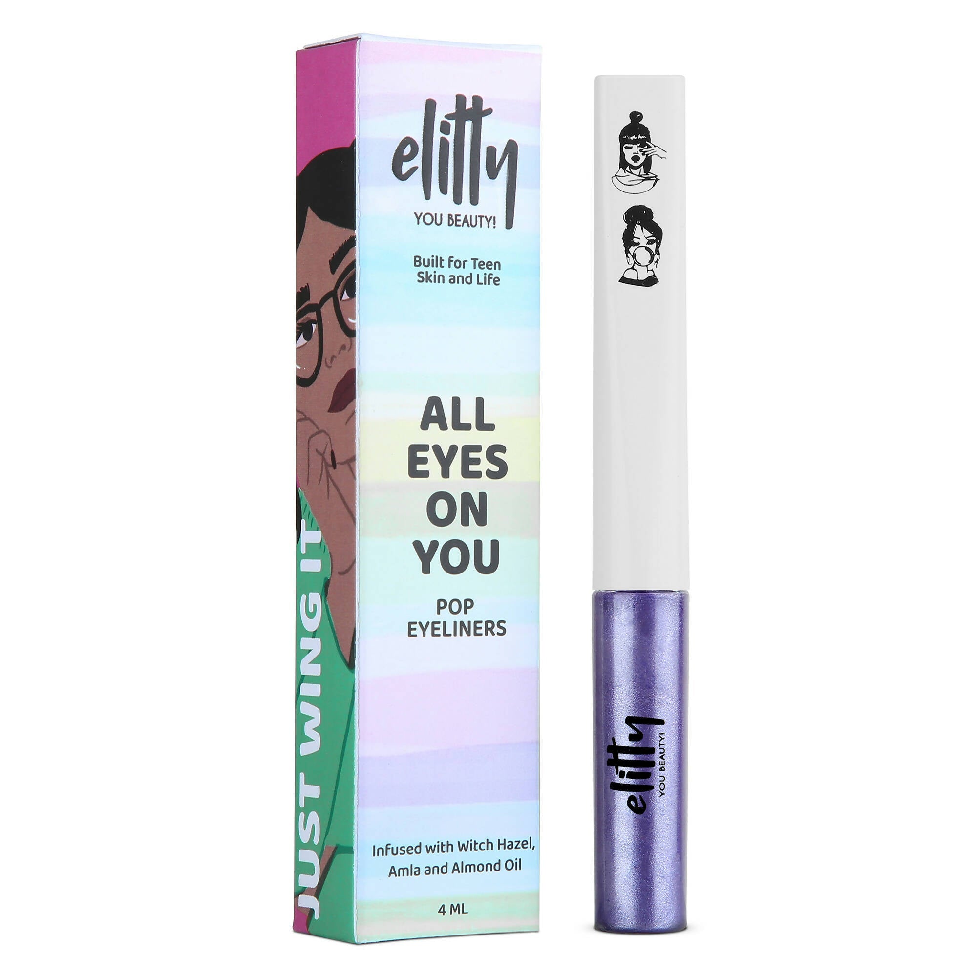 Elitty Purple Pop Color Metallic Finish Liquid Eyeliner - Lucid Dreaming (Purple) - Mytrendzcart