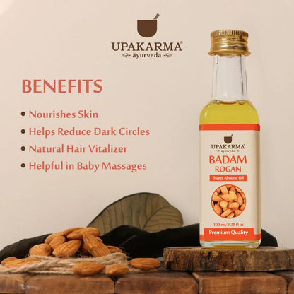 Upakarma Ayurveda Badam Rogan Sweet Almond Oil -100 ml Mytrendzcart