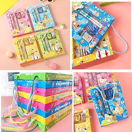 12 pcs Cute Cartoon Stationery Set - Includes Pencil scale , eraser note - Return Gifts Birthday Party for kids - Best Birthday Return Gifts for Kids in Bulk - Return Gifts for Kids Age 3 4 5 6 7 8 12 Mytrendzcart