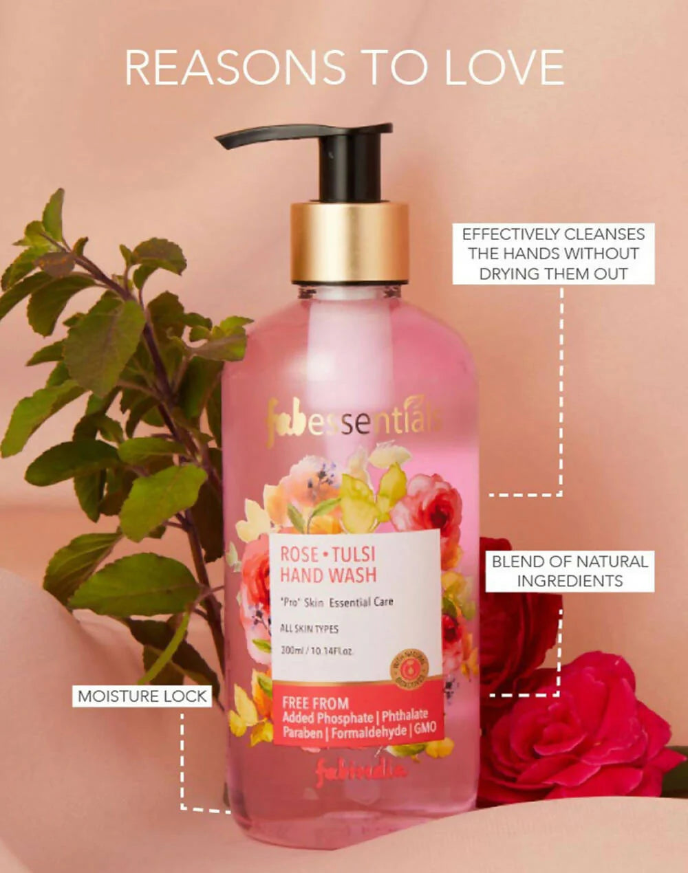 Fabessentials Rose Tulsi Hand Wash -300 ml Mytrendzcart