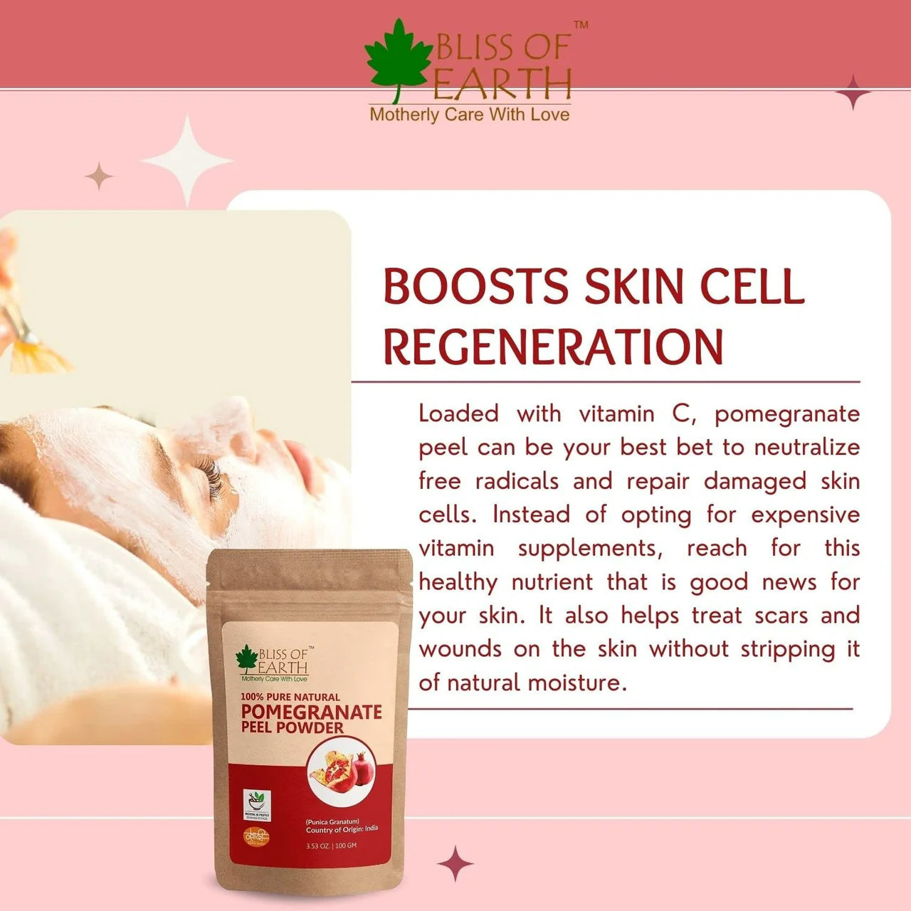 Bliss of Earth Certified Organic Pomegranate Peel Powder -453 gm Mytrendzcart