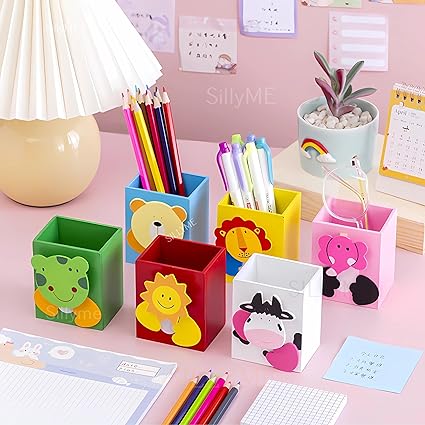 SILLYME Wooden Pencil Box Return Gifts Birthday Party for Kids - 6pcs | Birthday Return Gifts for Kids | Cute Animal Theme Stationery Placer Eco Friendly Bday Returns Gift Item in Bulk Mytrendzcart