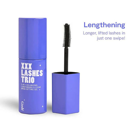 Gush Beauty XXX Lashes Trio- Black Out - 3-in-1 - Lengthening & Clear Brow Setting Gel -18 gm Mytrendzcart