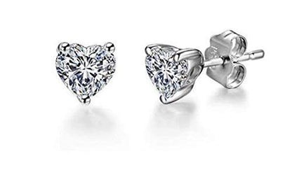 GIVA 925 Silver Classic Silver Zircon Heart Stud Earrings, 8mm |, Gifts for Women & Girls| Mytrendzcart