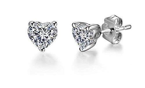 GIVA 925 Silver Classic Silver Zircon Heart Stud Earrings, 8mm |, Gifts for Women & Girls| Mytrendzcart