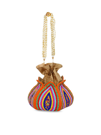 Anekaant Multicoloured Embroidered Potli Clutch Mytrendzcart