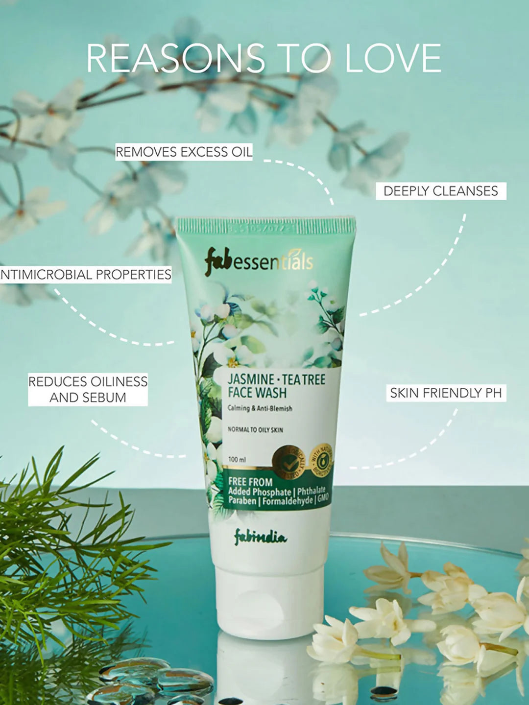 Fabessentials Jasmine Tea Tree Face Wash -100 ml Mytrendzcart