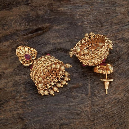 Kushal's Fashion Jewellery Ruby Gold Plated Ethnic Antique Earring - 412845 Mytrendzcart