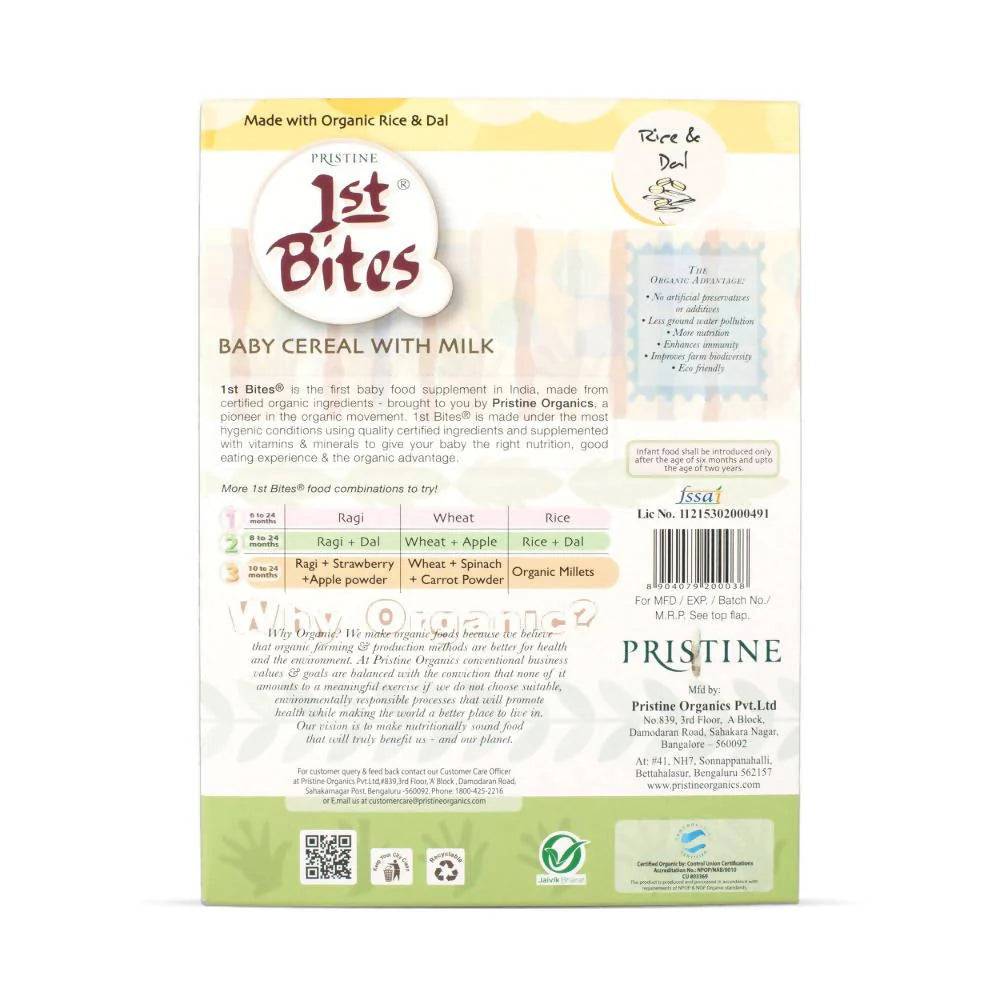 Pristine 1st Bites Baby Cereal Stage-2 Organic Rice & Dal -300 gm Mytrendzcart