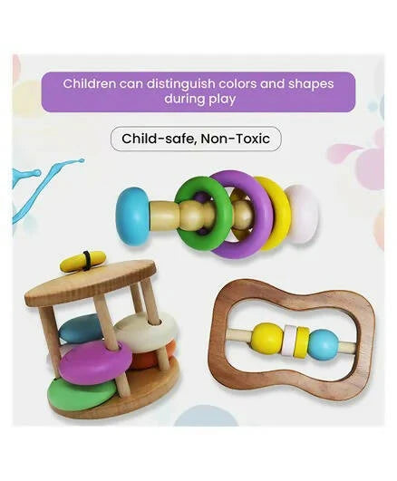 Matoyi Colorful Wooden Rattles For Babies - Set of 3 -Set of 3 Mytrendzcart