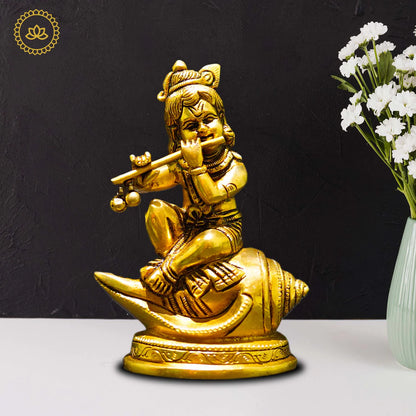 Brass Shank Krishna - Divine Flute Player for Spiritual Seekers Mytrendzcart