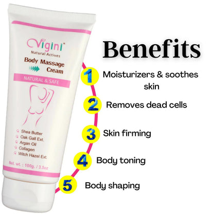 Vigini Natural Actives Bust Breast Body Toner Firming Massage Oil Cream -100 gm Mytrendzcart