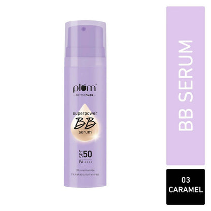 Plum Superpower BB Serum with SPF 50 PA ++++ 03 Caramel -30 ml Mytrendzcart