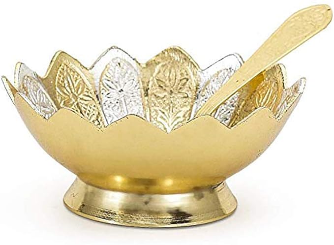 Designox R Ayurveda Copper Metal Floral Bowl Set 5 Pieces Set In (Red Velvet Imitation Jewelry Box With Gift Ribbon) Pack Of 1 Box, 250 Milliliter - 250 Ml Visit the R Ayurveda Copper Store Mytrendzcart