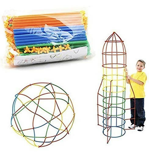 Kipa Children's Puzzle Straw Assembly, Educational Play and Learn Plastic Building Construction, Stitching Assembly Straw Build Blocks Creative Toy Mytrendzcart