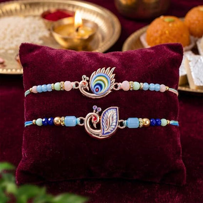 TIED RIBBONS Rakhi for Brother - Set of 2 Premium Beaded Rakhi for Brother Bhaiya Men Kids Boys with Roli Chawal - for Rakshabandhan
