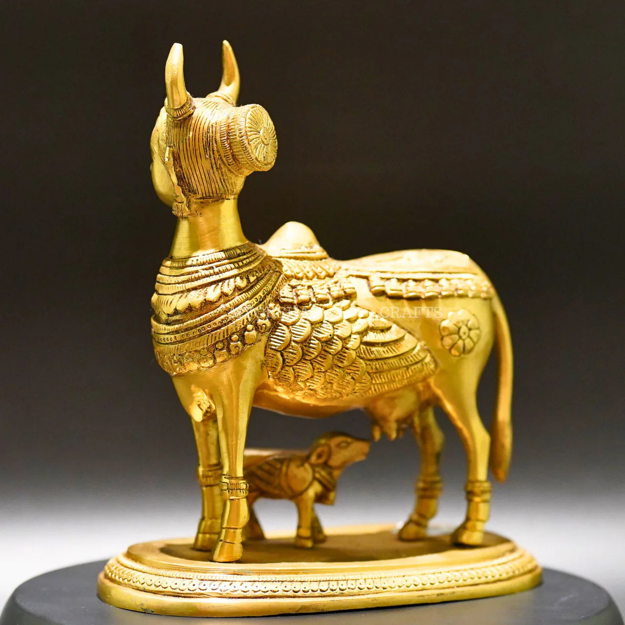 Brass Kamadhenu with Calf Idol - Divine Source of Fulfillment and Nourishment Mytrendzcart