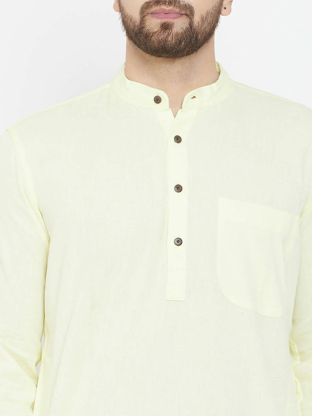 Even Apparels Yellow Color Men's Pure Cotton Kurta With Band Collar -XS Mytrendzcart