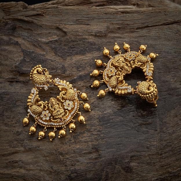 Kushal's Fashion Jewellery Ruby Gold Plated Ethnic Antique Earring - 406685 Mytrendzcart