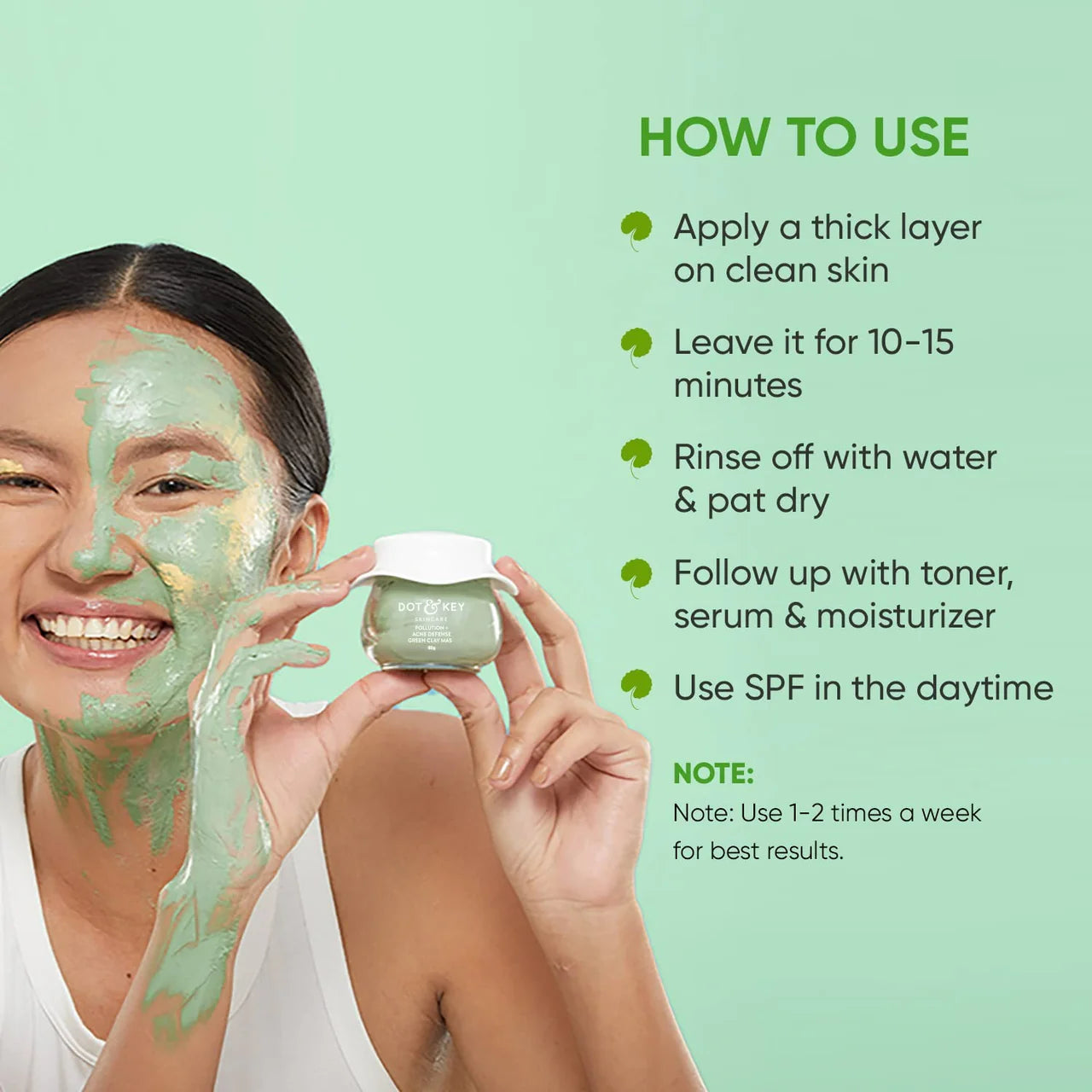 Dot & Key Pollution + Acne Defense Green Clay Face Mask -85 gm Mytrendzcart