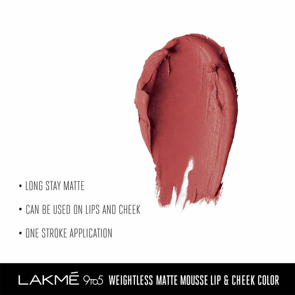 Lakme 9 To 5 Weightless Matte Mouse Lip & Cheek Color - Nude Cushion Mytrendzcart