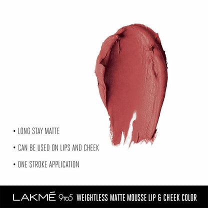 Lakme 9 To 5 Weightless Matte Mouse Lip & Cheek Color - Nude Cushion Mytrendzcart