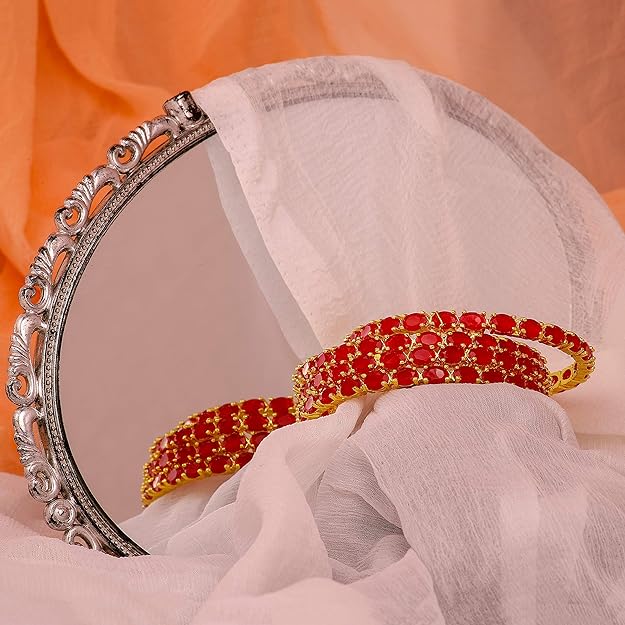 MANIKYA American Diamond Traditional Gold Plated Bangles Kada Sets For Women and Girls. Mytrendzcart