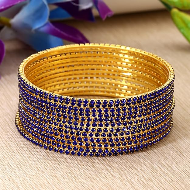 Shining Diva Fashion Set of 12 Latest Traditional Design Gold Plated Stone Bangle for Women Mytrendzcart