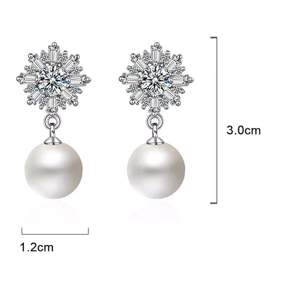 Shining Diva Fashion Latest Crystal Pearl Silver Plated Earrings for Women Mytrendzcart