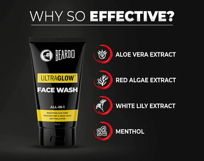 Beardo Ultraglow Face Wash & De-Tan Peel Off Mask Combo -Combo Mytrendzcart