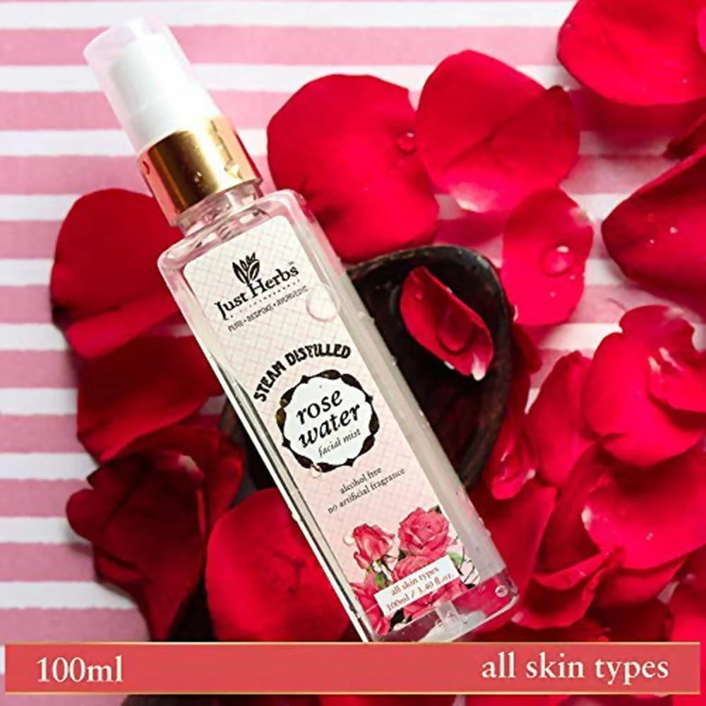 Just Herbs Steam Distilled Rose Water Facial Mist -100 m Mytrendzcart