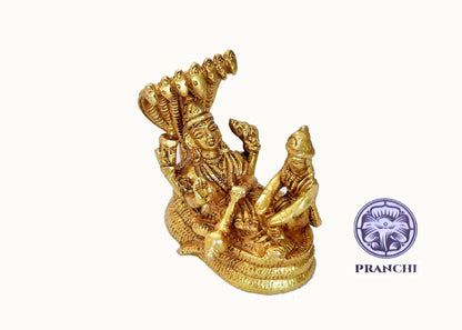 Pranchi Brass Idol Of Lord Vishnu Laxmi On Sheshnag Mytrendzcart