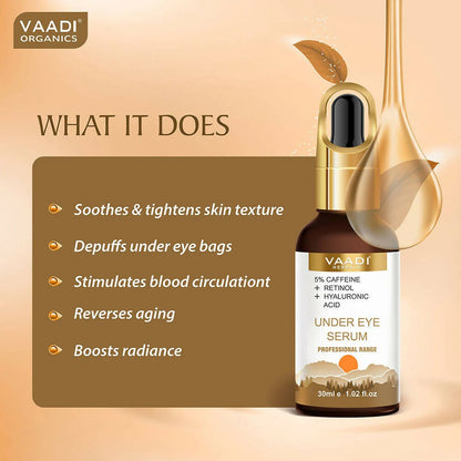 Vaadi Herbals Under Eye Serum With 5% Caffeine & Retinol & Hyaluronic Acid, Reduce Dark Circles, Reverse Aging -30 ml Mytrendzcart