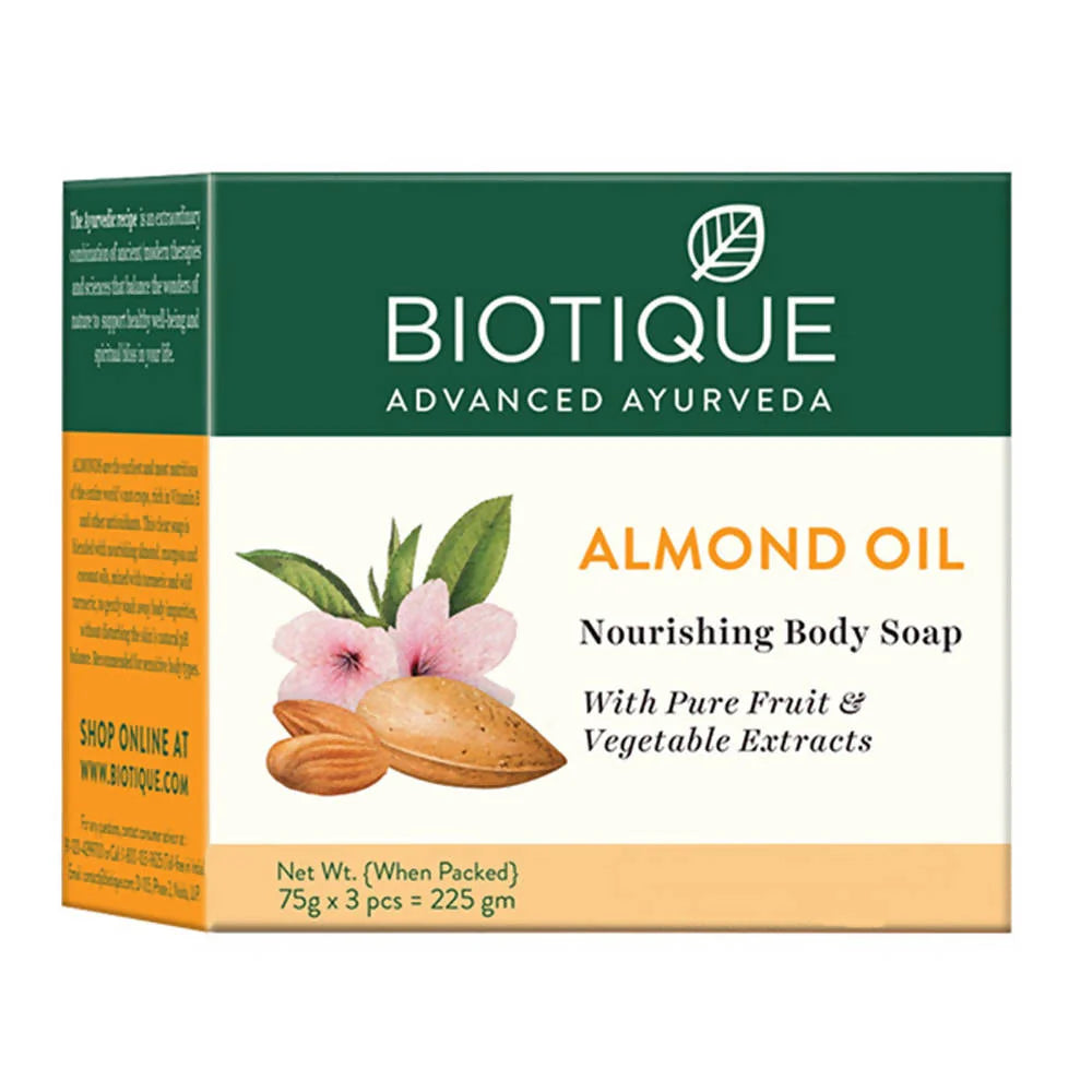 Biotique Advanced Ayurveda Bio Almond Oil Nourishing Body Soap -Pack Of 3 Mytrendzcart