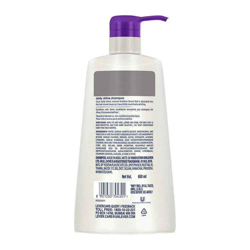 Dove Daily Shine Shampoo - For Dull And Frizzy Hair -650 ml Mytrendzcart